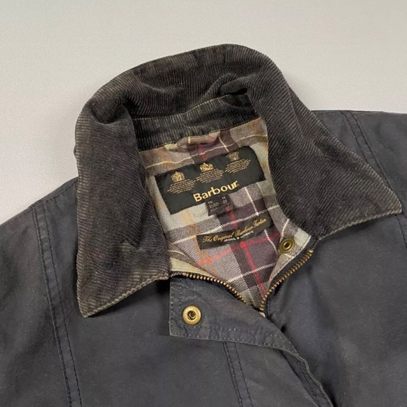 Women's Barbour Vintage Beadnell Wax Jacket Dark Blue size UK14 US10 - Picture 4 of 16